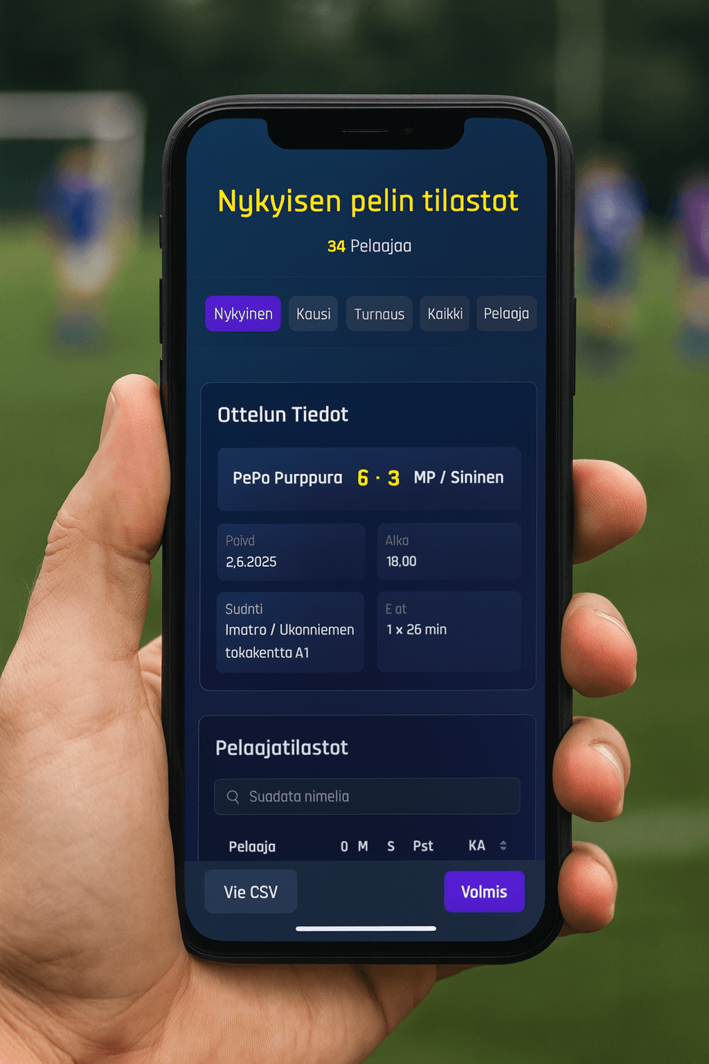 MatchOps Local in use at the field